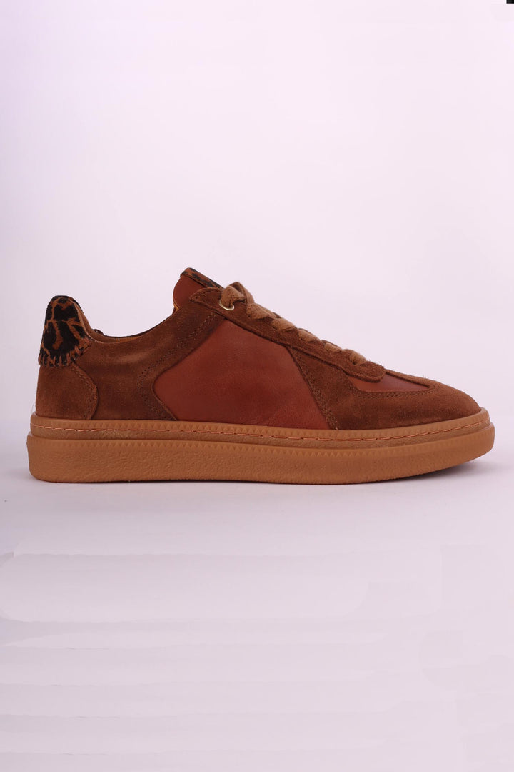 Eslyn Leather Suede Sneakers in Tan
