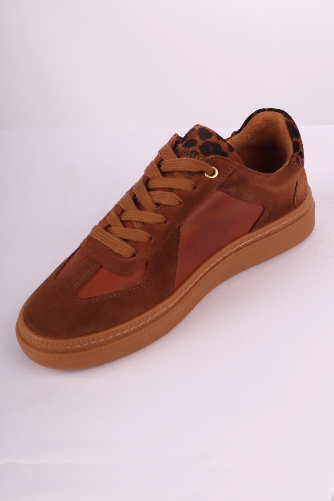 Eslyn Leather Suede Sneakers in Tan