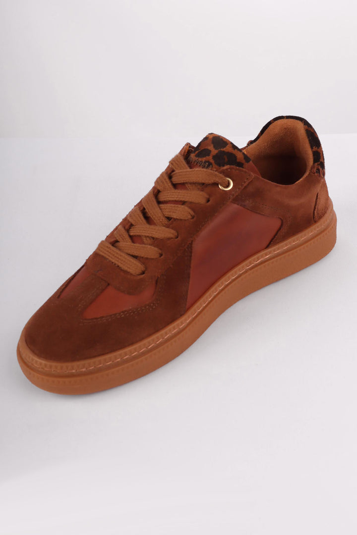 Eslyn Leather Suede Sneakers in Tan