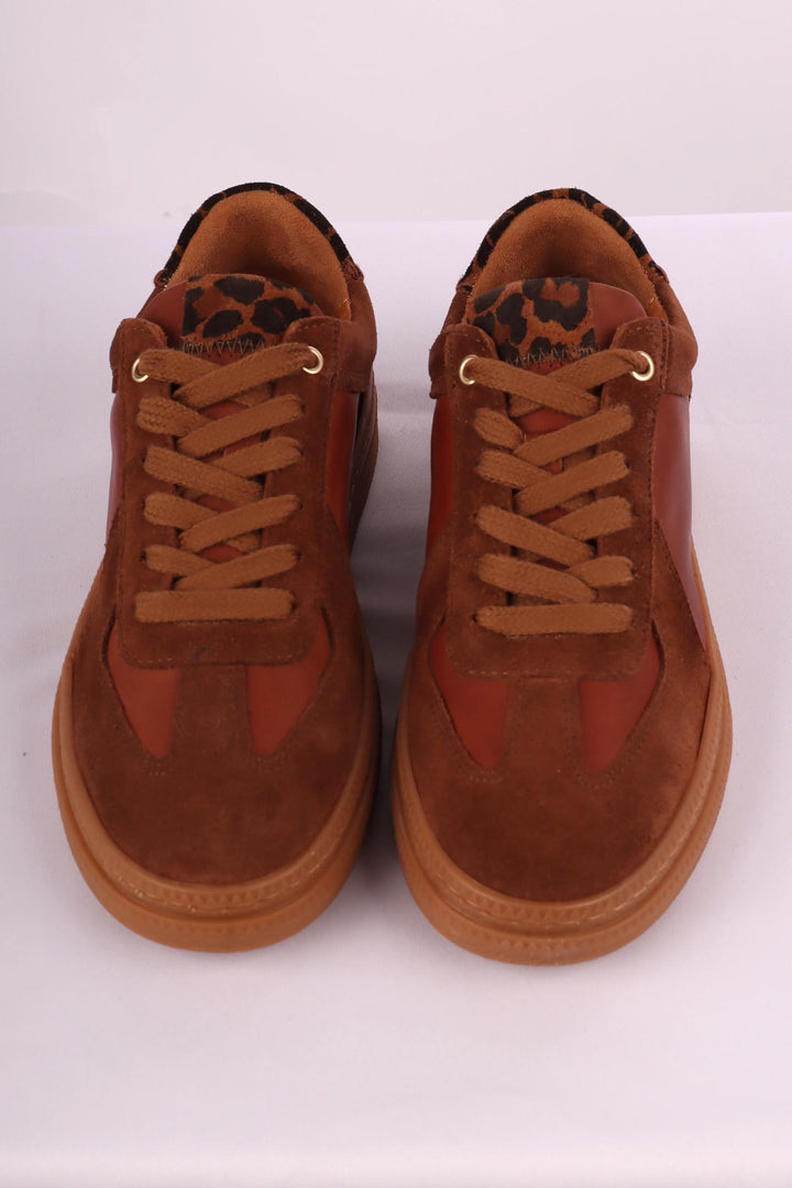 Eslyn Leather Suede Sneakers in Tan