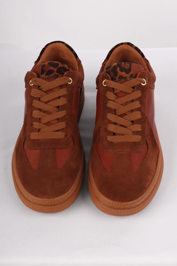 Eslyn Leather Suede Sneakers in Tan