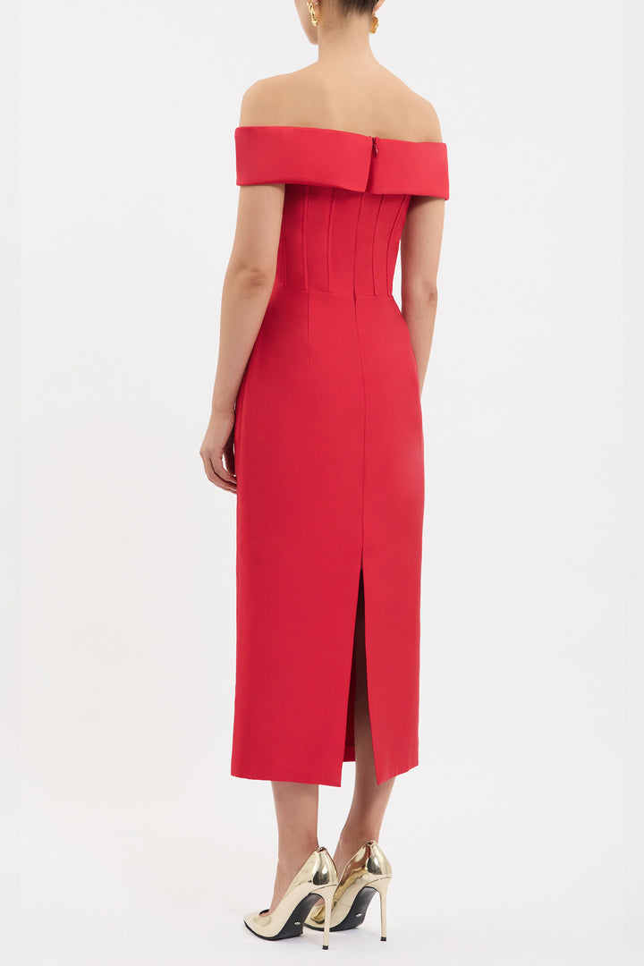 Esmeralda Midi Dress in Red