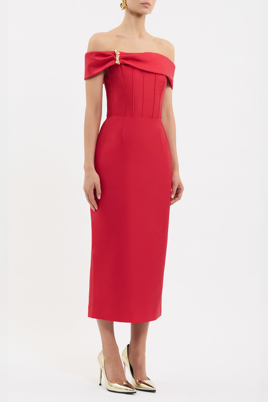 Esmeralda Midi Dress in Red