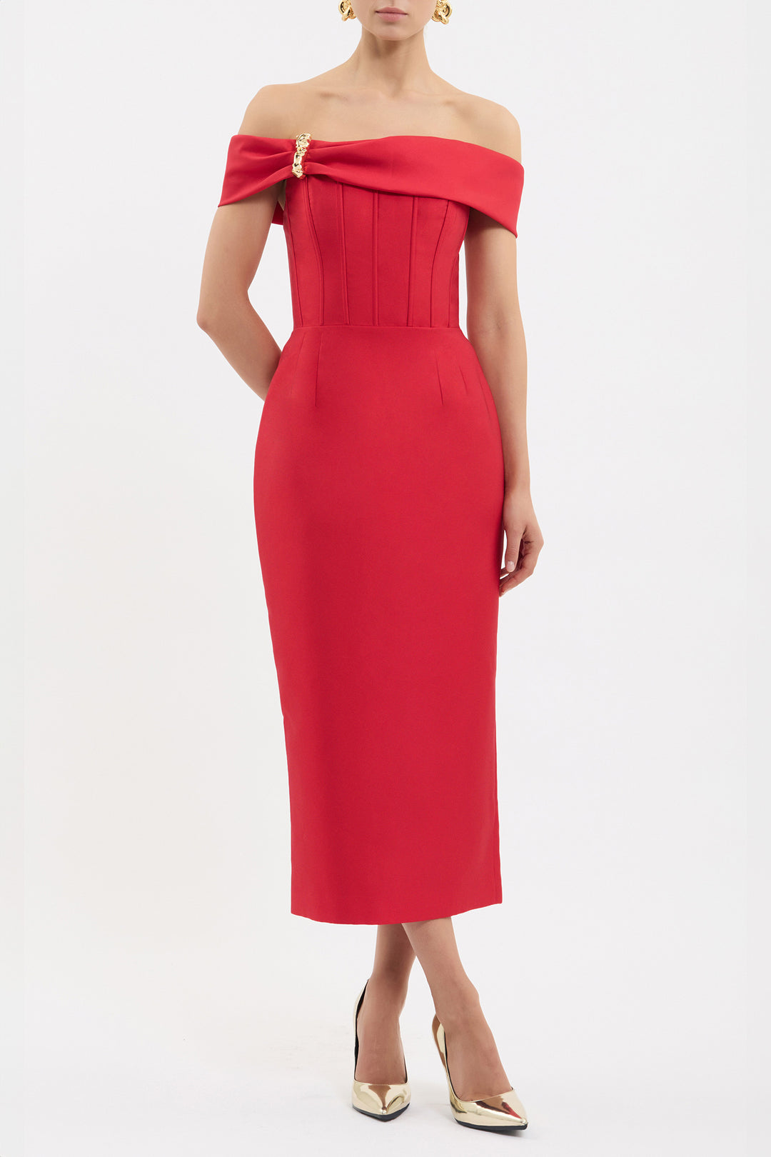 Esmeralda Midi Dress in Red