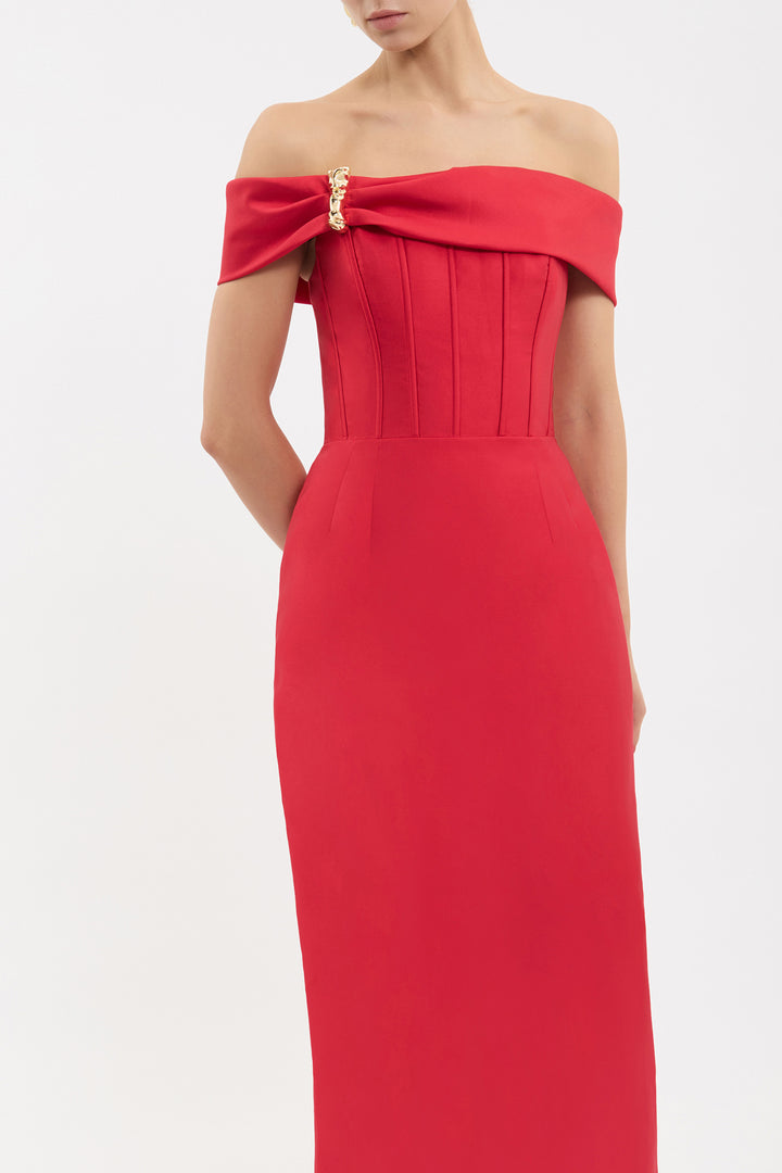 Esmeralda Midi Dress in Red