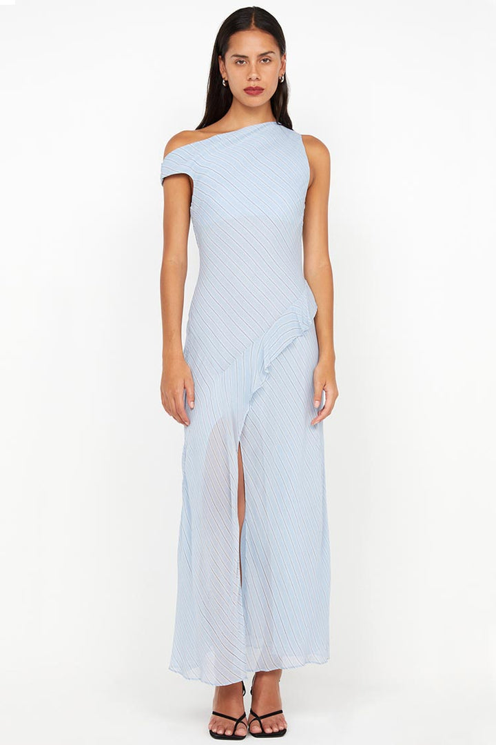 Esra Maxi Dress in Sky Blue Stripe