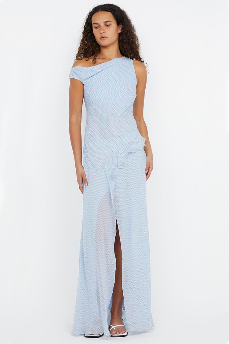 Esra Maxi Dress in Sky Blue Stripe
