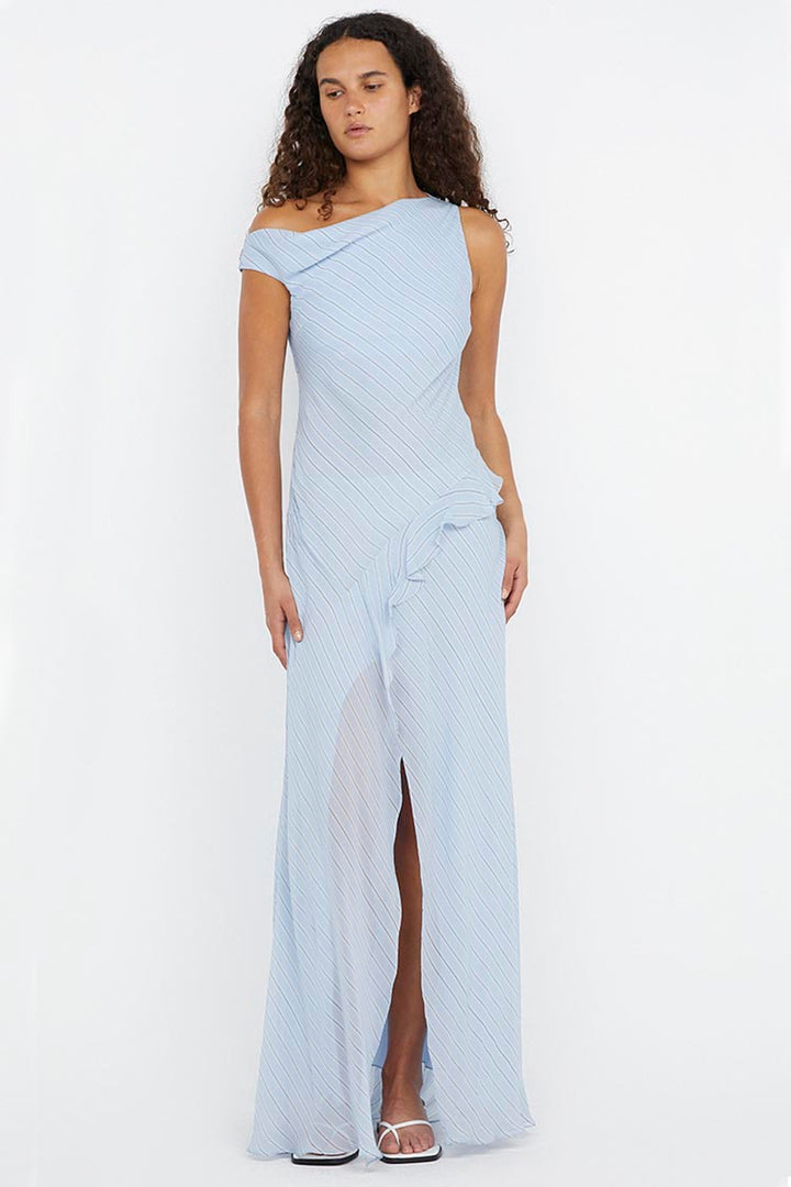 Esra Maxi Dress in Sky Blue Stripe