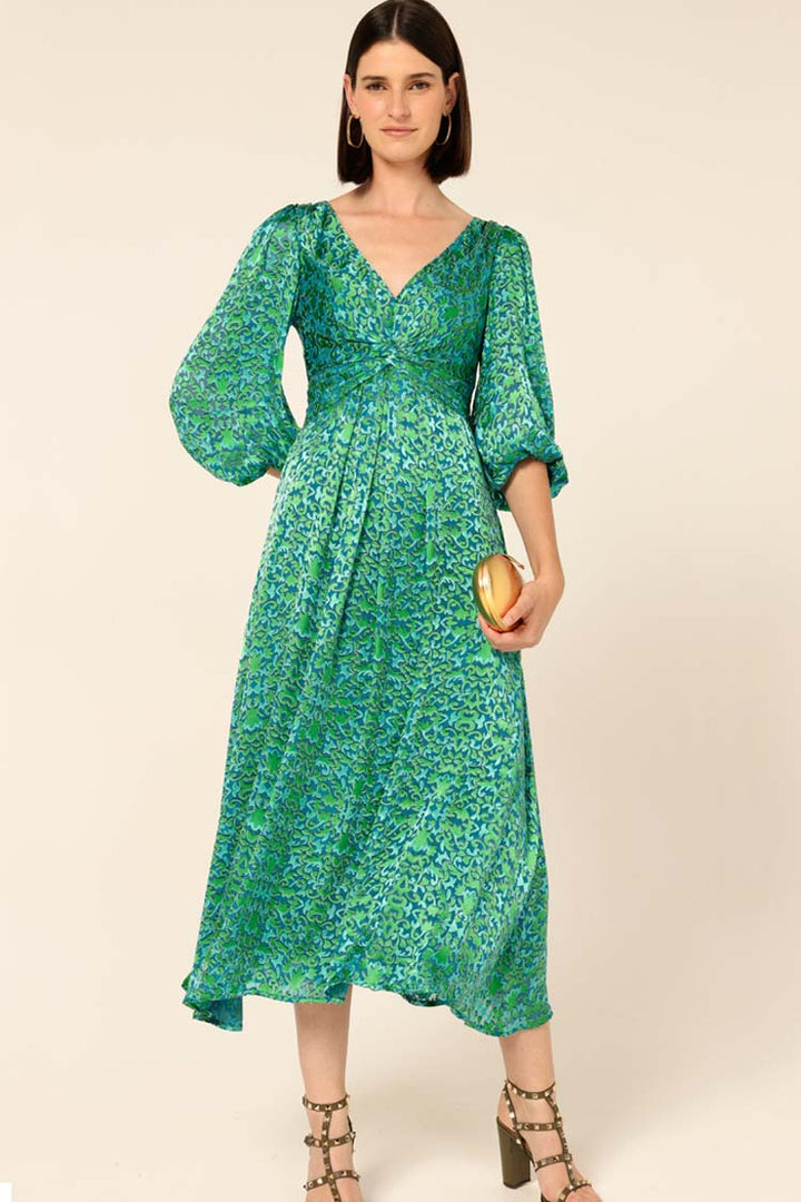 Ethereal Eden Midi Dress in Emerald