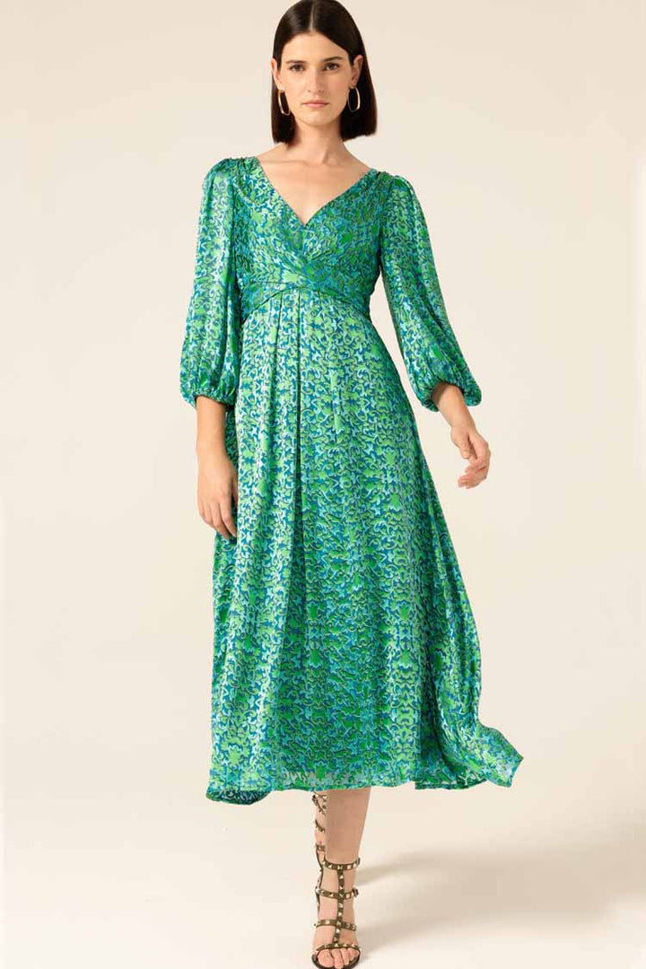 Ethereal Eden Midi Dress in Emerald