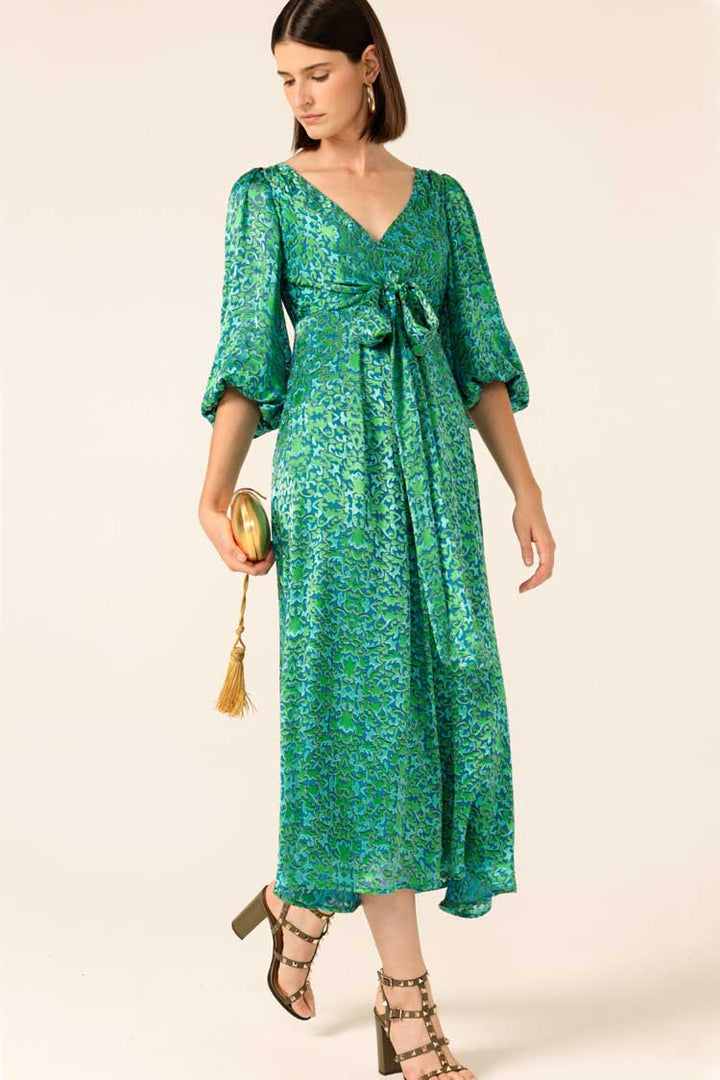 Ethereal Eden Midi Dress in Emerald
