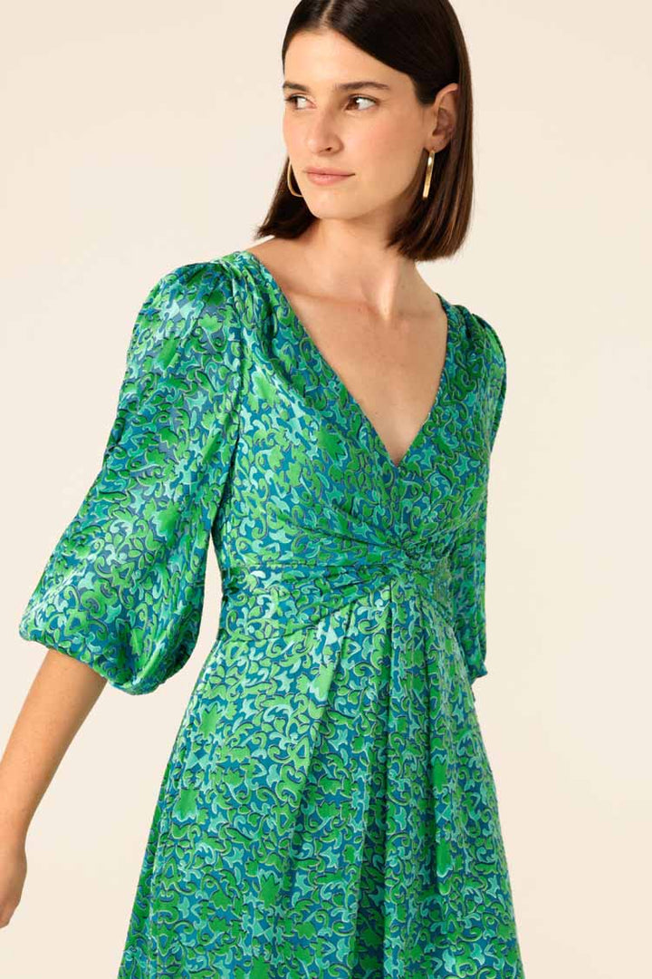 Ethereal Eden Midi Dress in Emerald