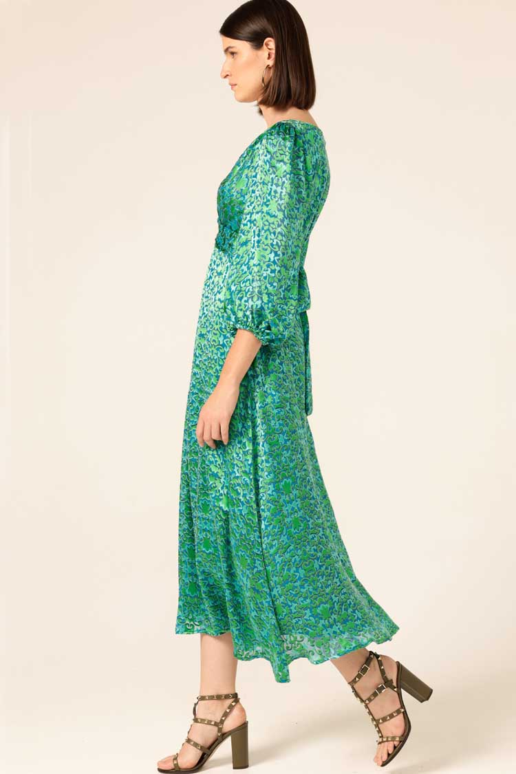 Ethereal Eden Midi Dress in Emerald