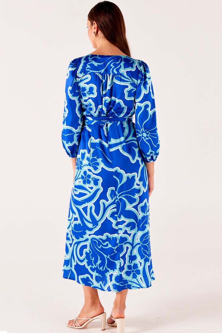 Ethereal Wrap Dress in Azure Blue Floral