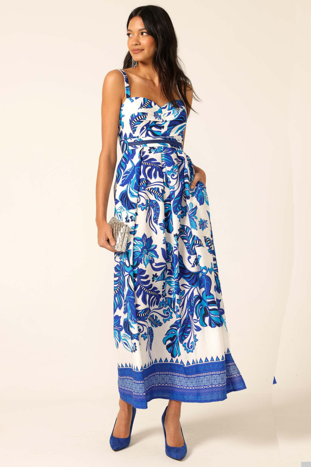 Euro Summer Maxi Dress in Blue Messina