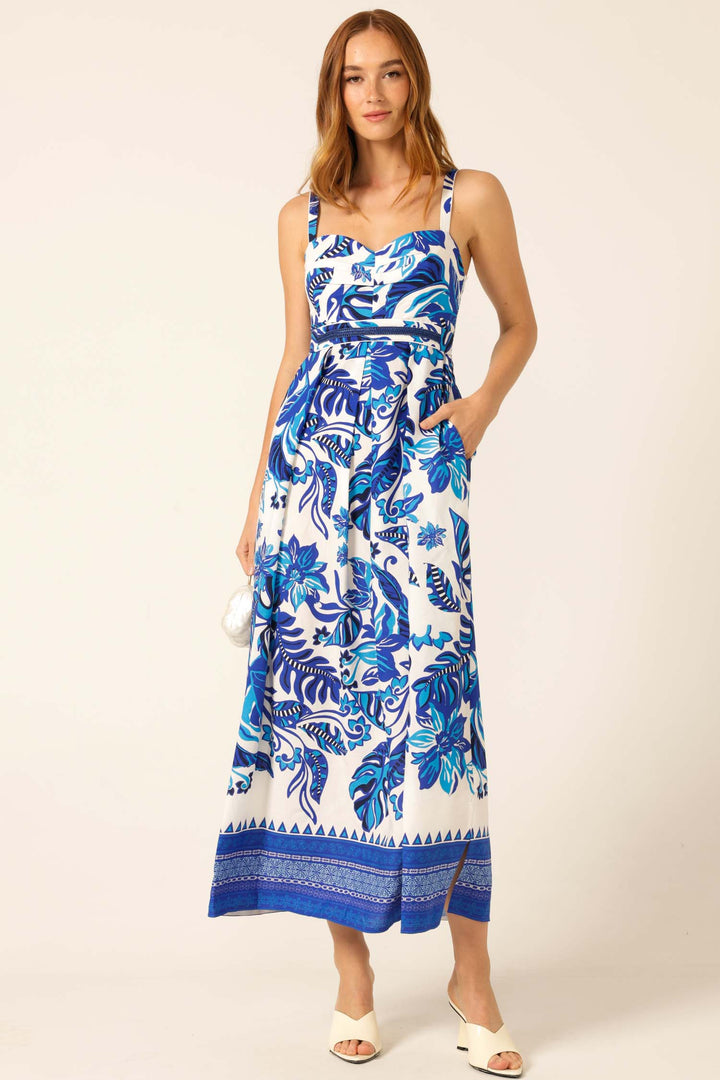Euro Summer Maxi Dress in Blue Messina
