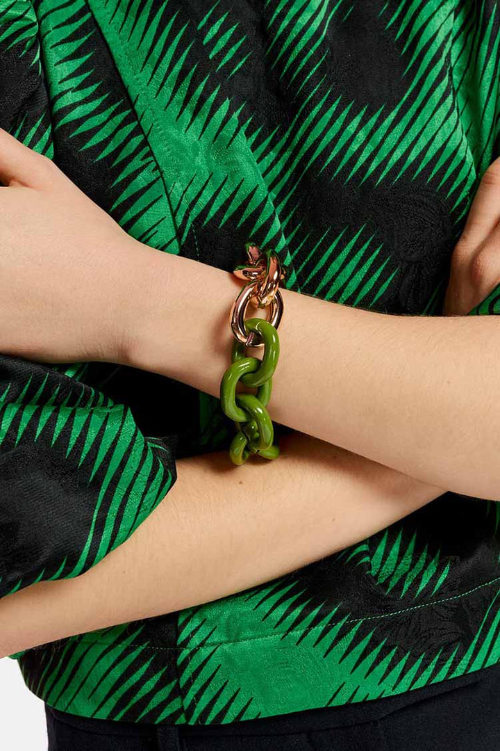 Europe Chunky Chain Bracelet in Green