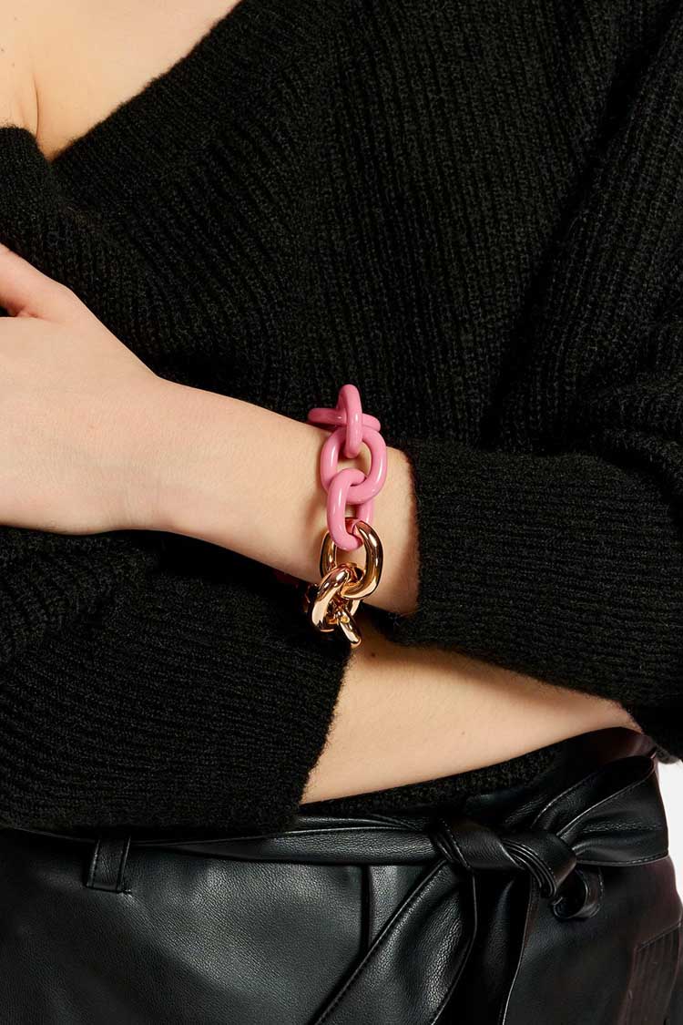 Europe Chunky Chain Braclet in Pink