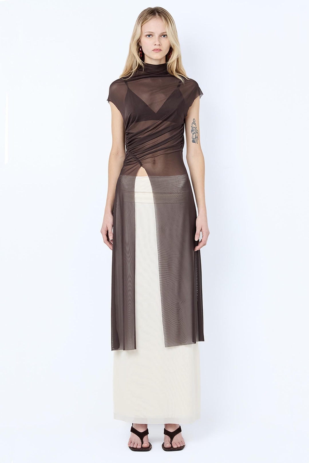 Eva Split Tunic Top in Dark Chocolate