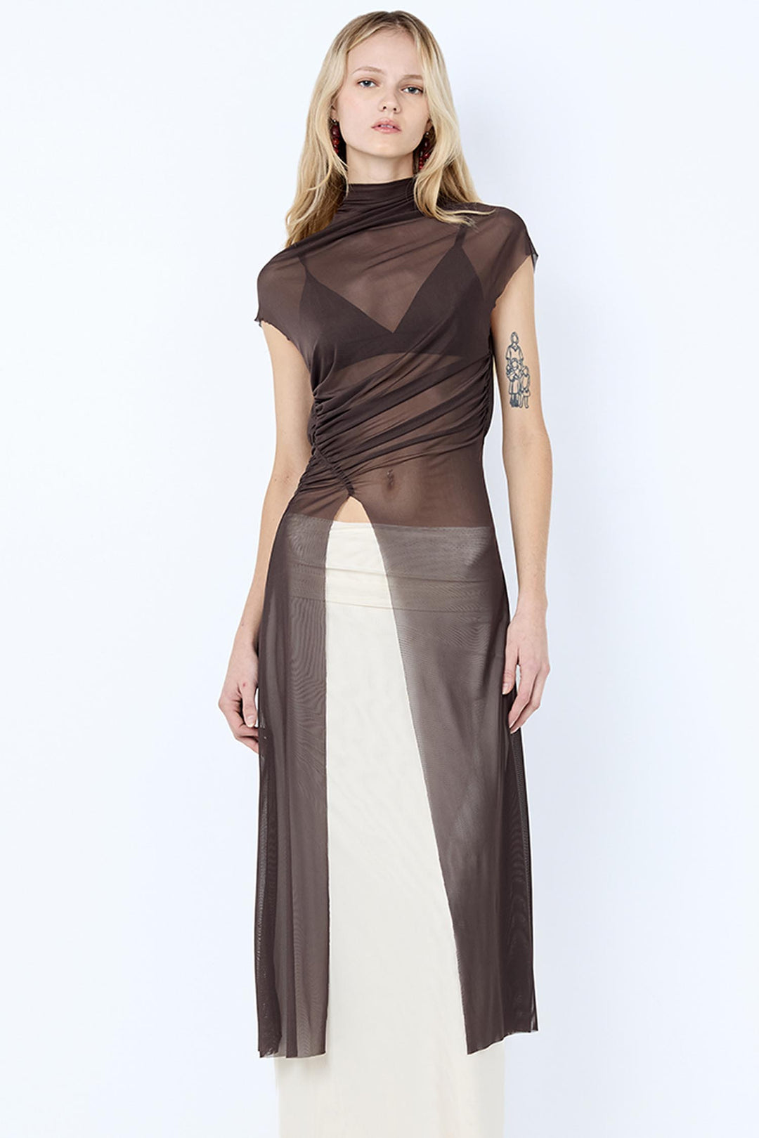 Eva Split Tunic Top in Dark Chocolate