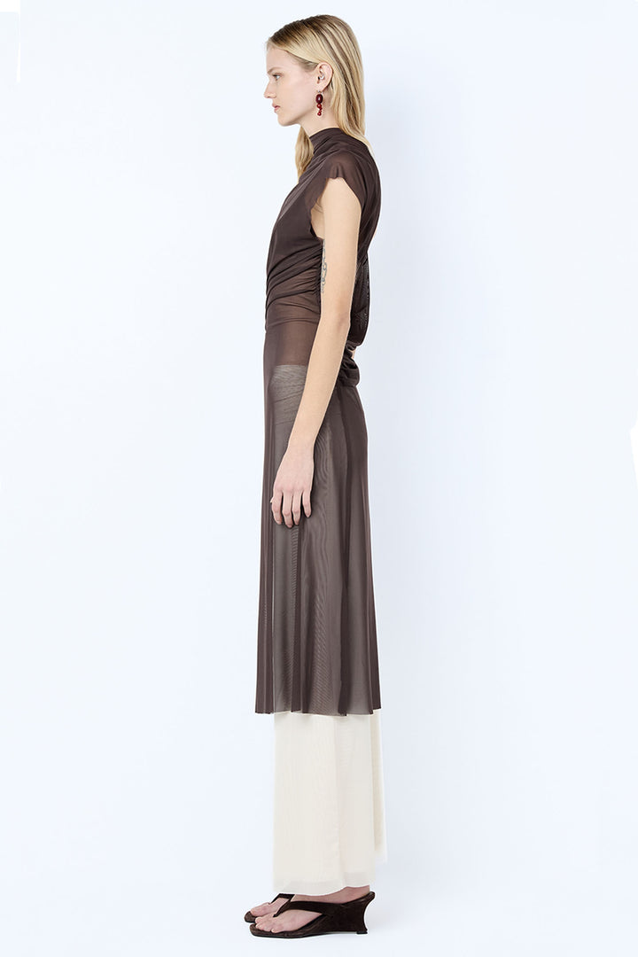 Eva Split Tunic Top in Dark Chocolate