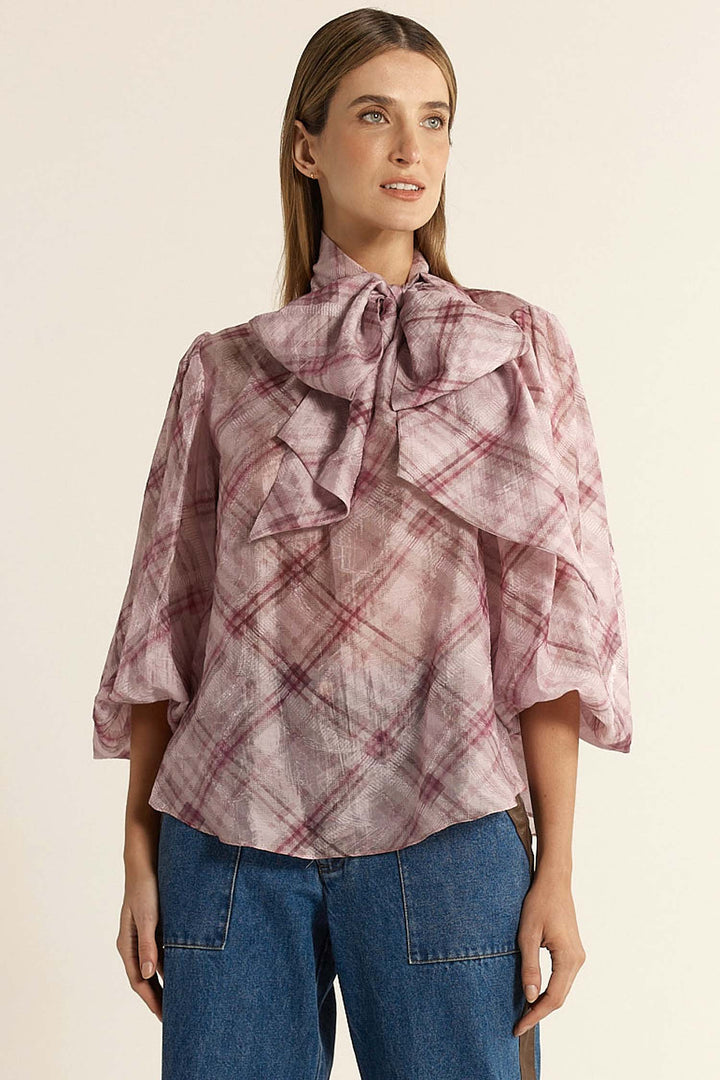 Eve Bow Blouse in Orchid