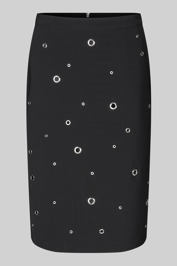 Eyla Pencil Skirt w Eyelets in Black