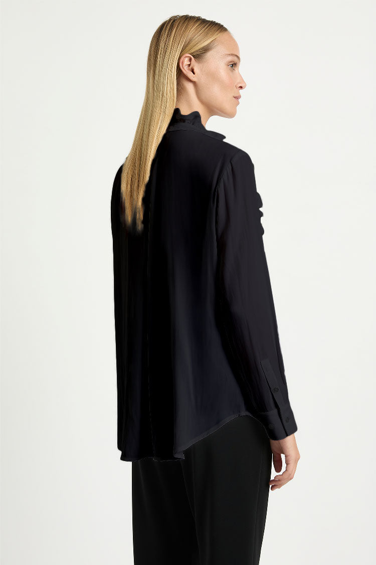 Frill Neck Blouse in Black