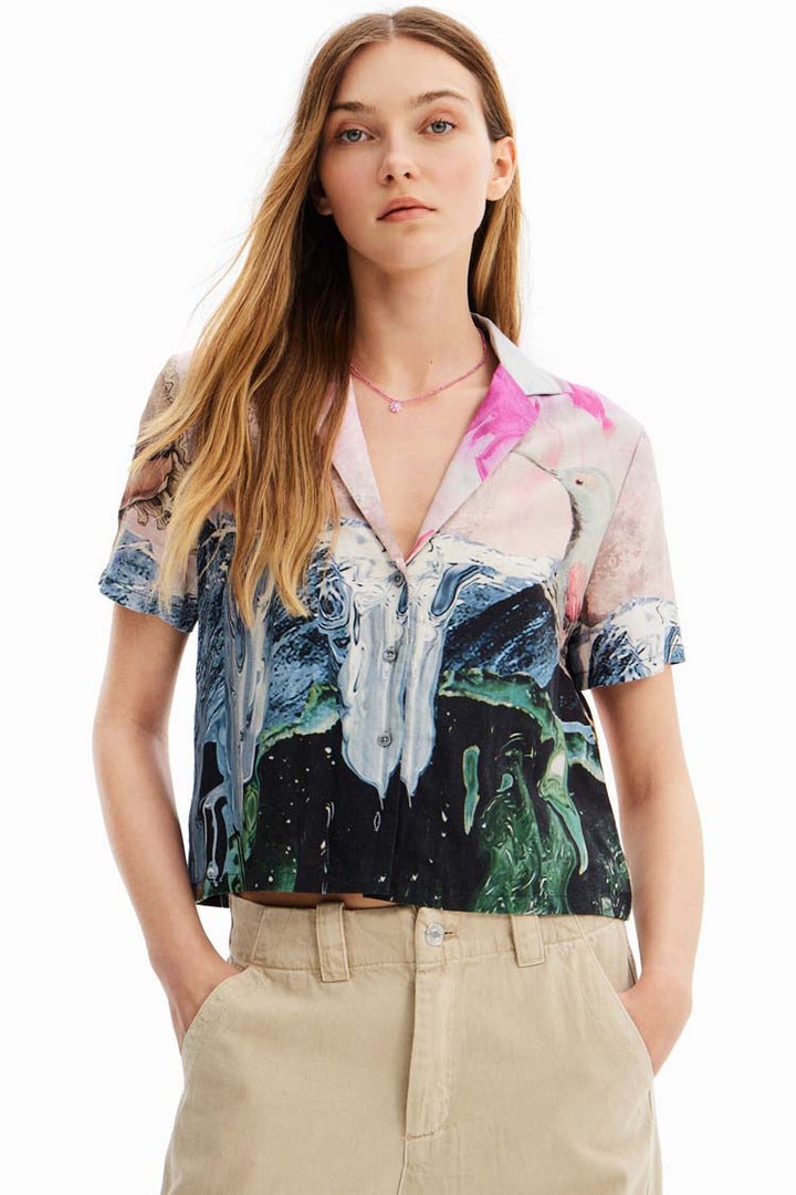 Fantasy Printed Crop Shirt