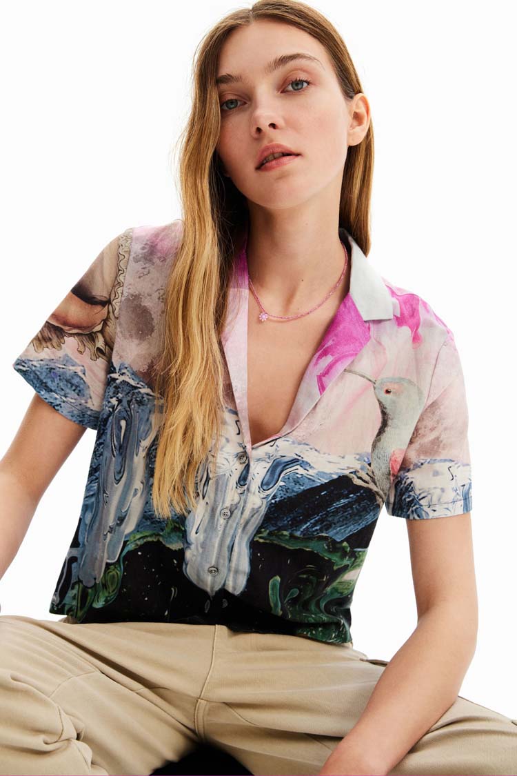 Fantasy Printed Crop Shirt