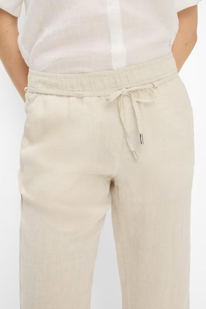 Farina Elastic Waist Band Chino Pants in Light Beige