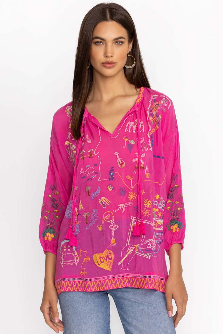 Fatima Zadonia Blouse in Fuchsia