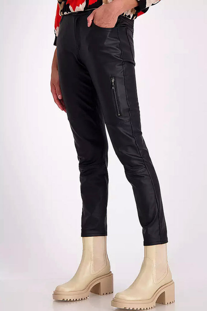 Faux Leather Trousers in Black