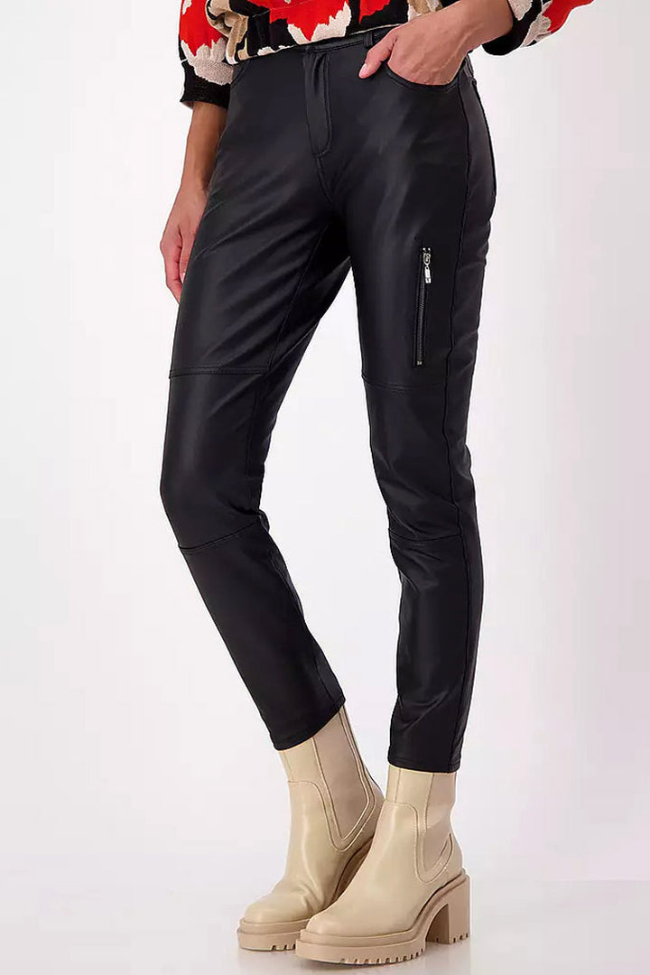 Faux Leather Trousers in Black