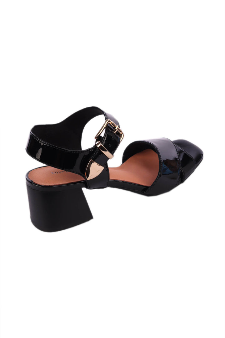 Fayza Patent Leather Sandals in Black