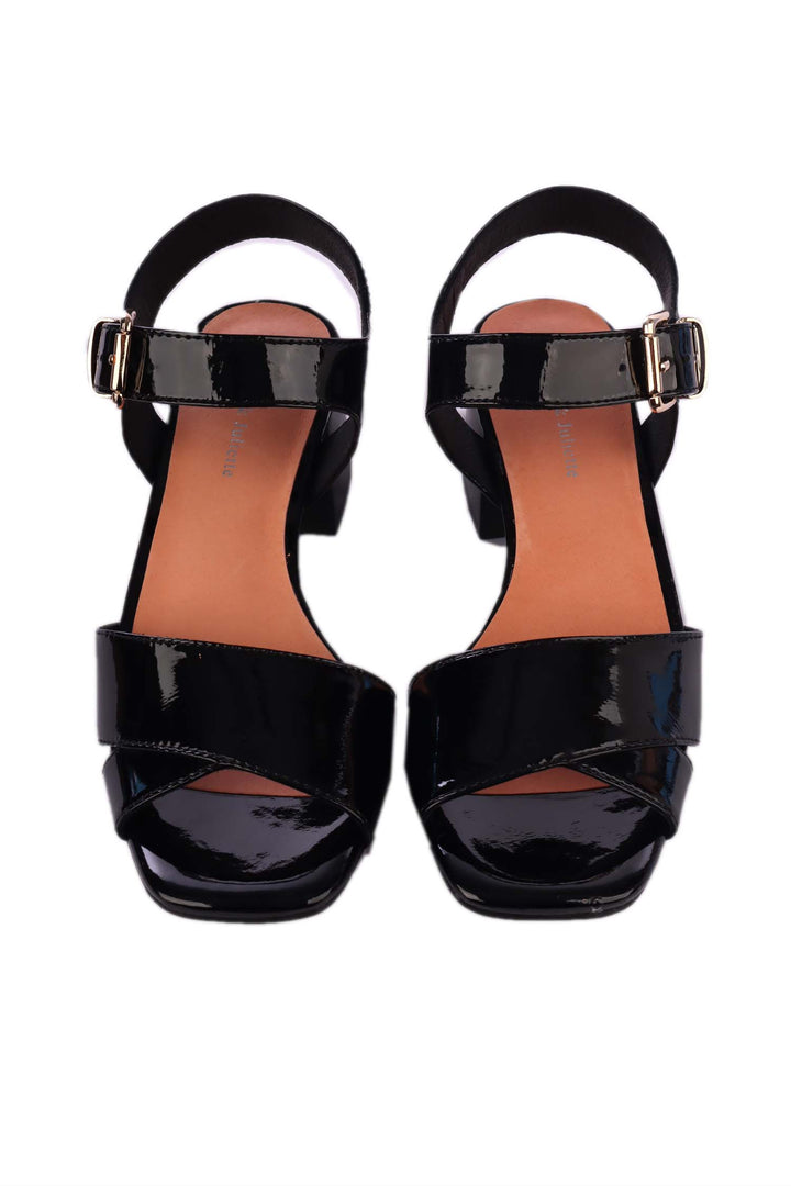 Fayza Patent Leather Sandals in Black