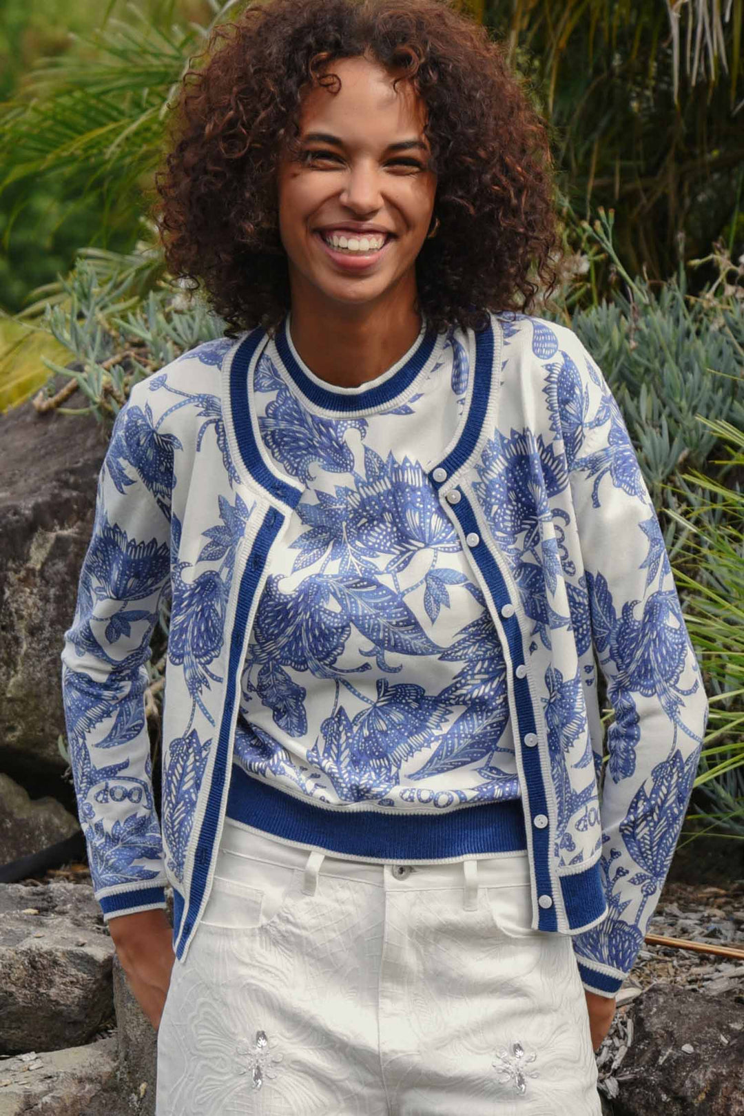 Feeling Blue-tiful Cardigan in Blue &amp; White