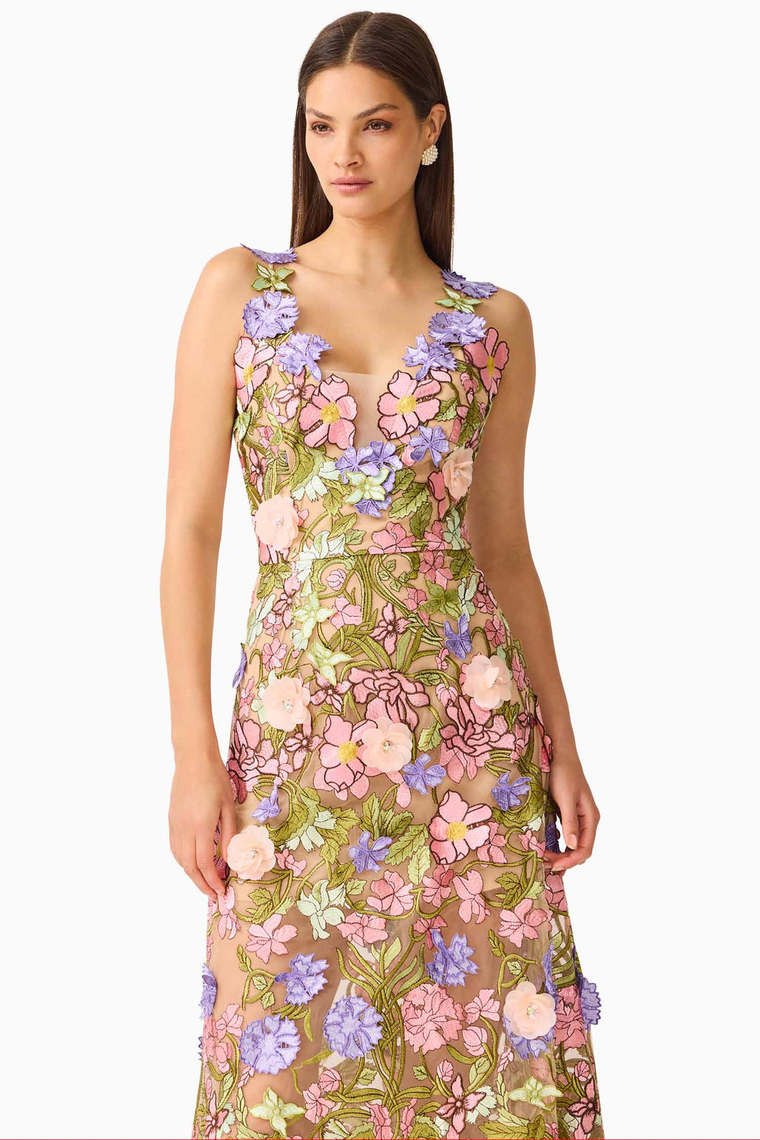 Fiora A Line Gown in Green Multi