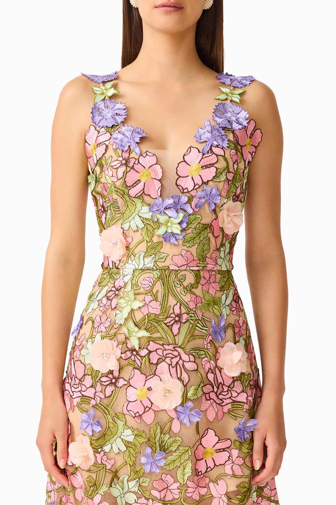 Fiora A Line Gown in Green Multi