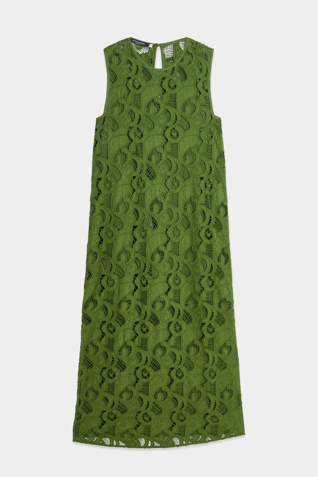 Flame Embroidery Midi Dress in Garden Green