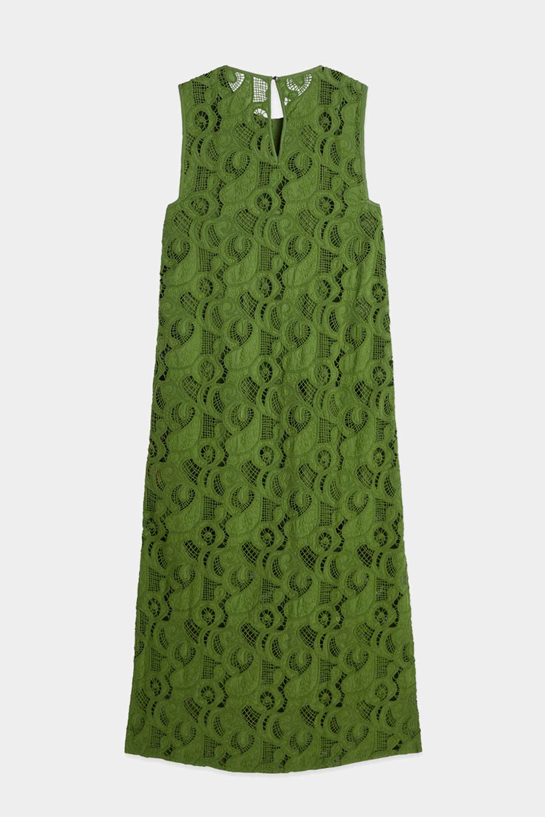 Flame Embroidery Midi Dress in Garden Green
