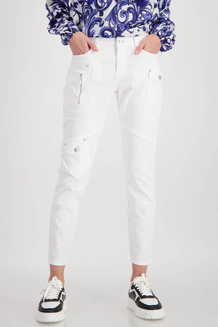 Flap Pockets Cargo Pants in White