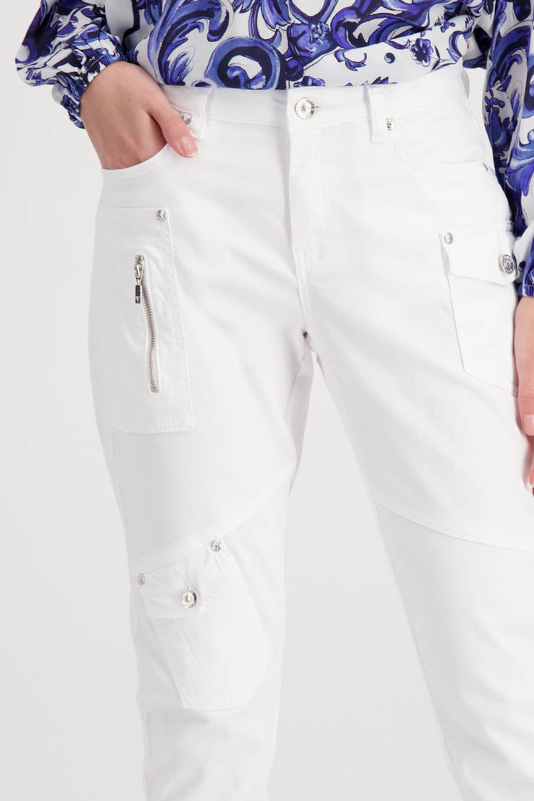 Flap Pockets Cargo Pants in White