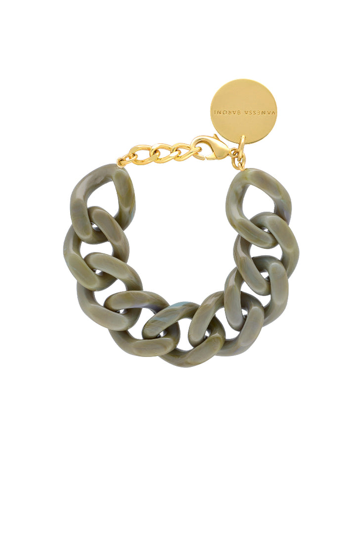 Flat Chain Bracelet in Light Olive Marble