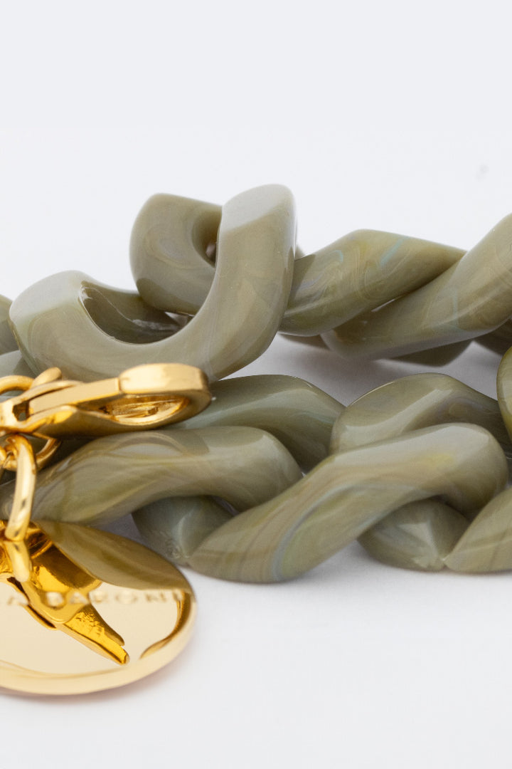 Flat Chain Bracelet in Light Olive Marble