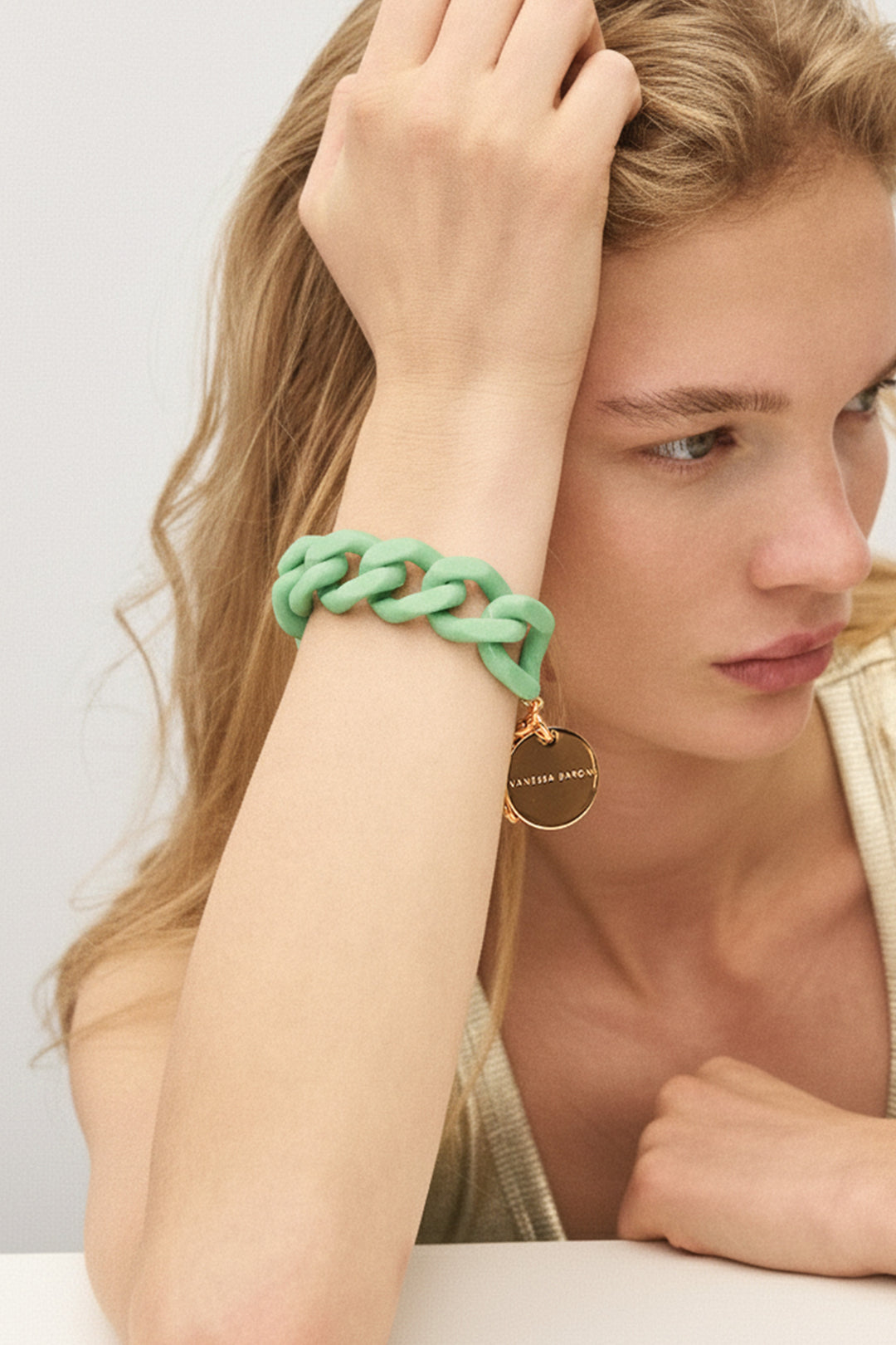 Flat Chain Bracelet in Pistachio