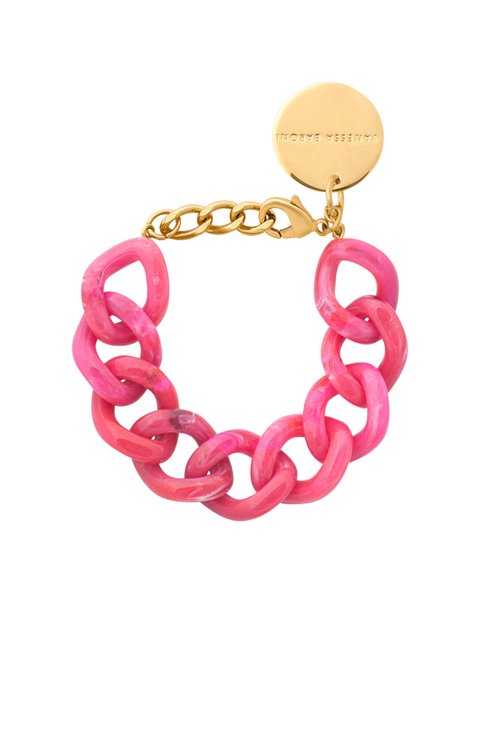 Flat Chain Bracelet in Raspberry Marble