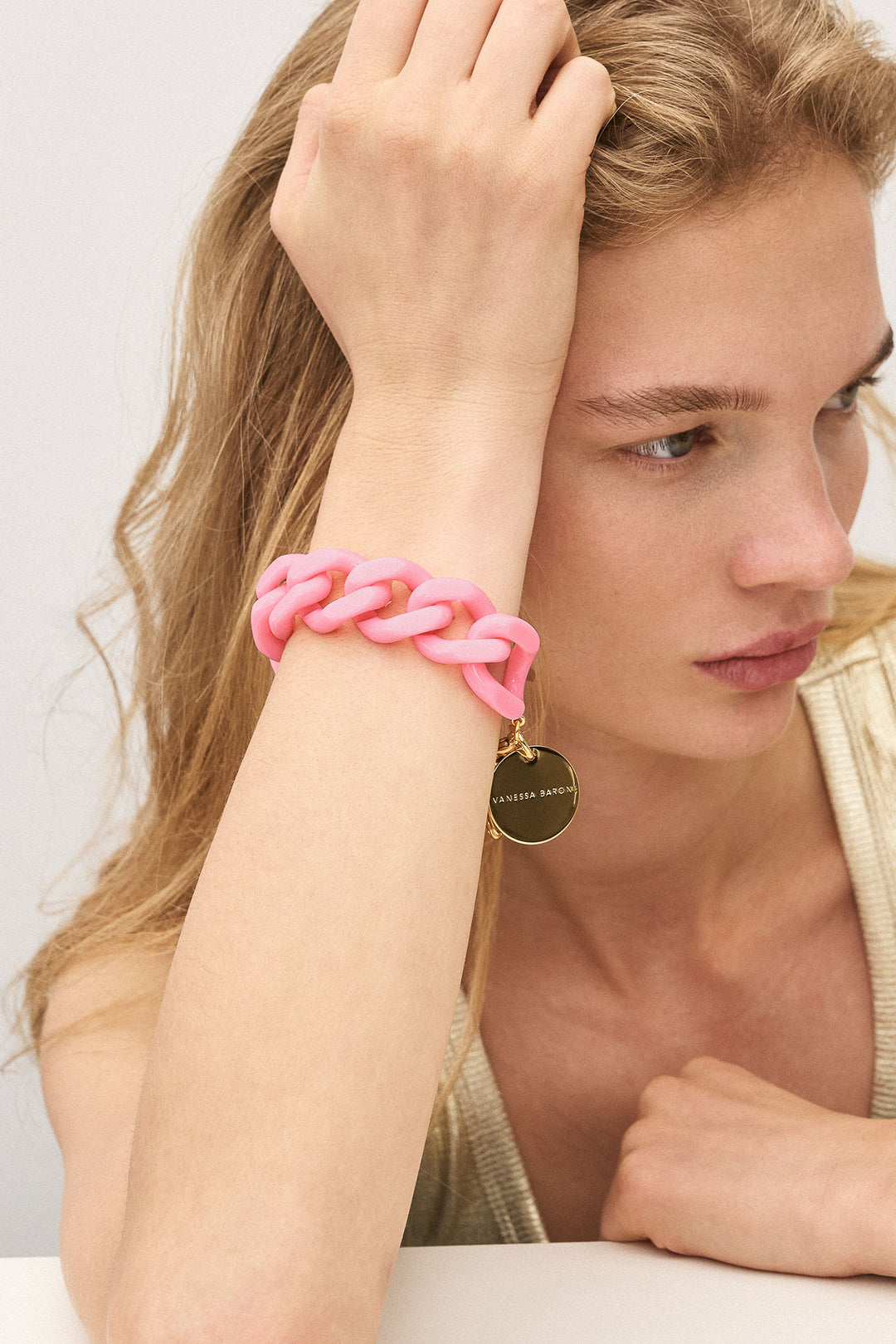 Flat Chain Bracelet in Raspberry