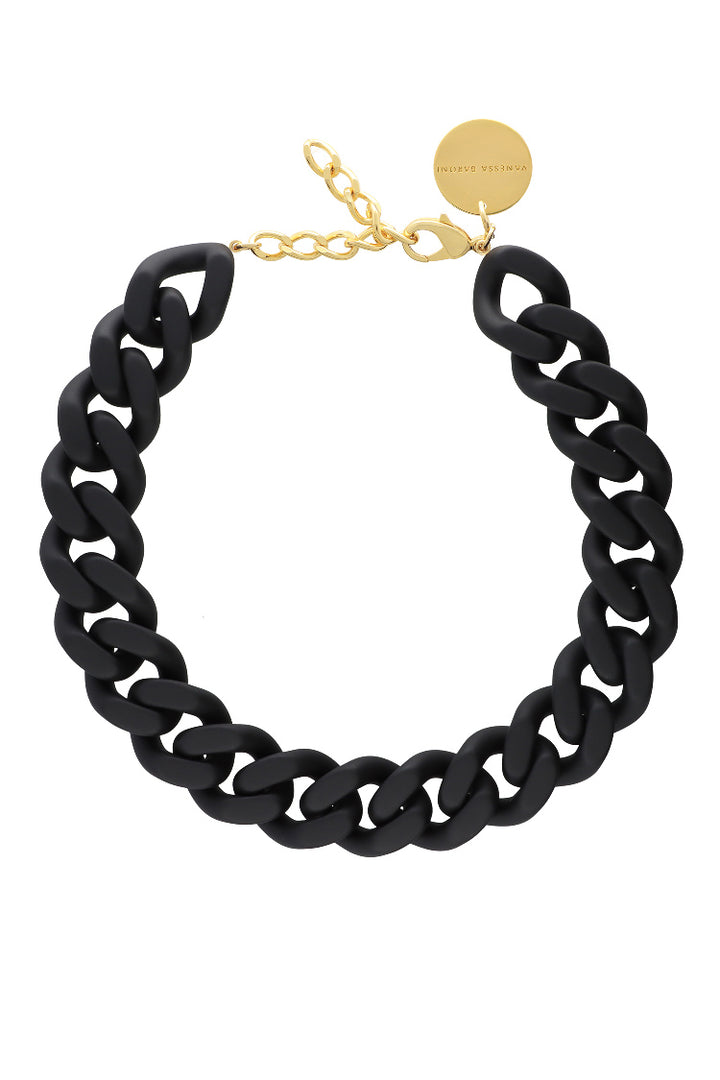 Flat Chain Necklace in Matte Black