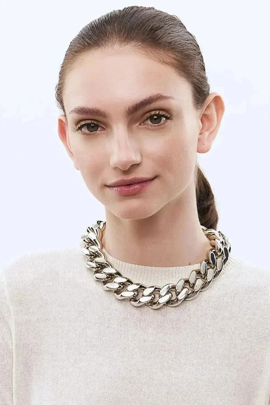 Flat Chain Necklace in Silver